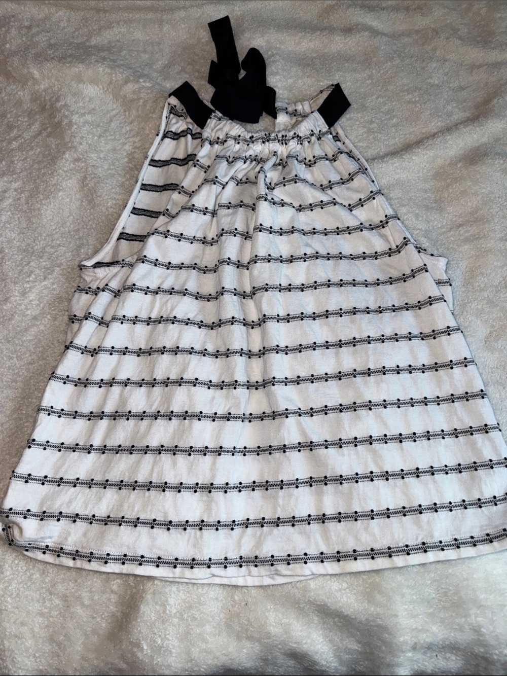 LOFT White Tank with Black Horizontal Stripe Details